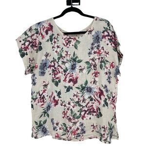Bellambia 100% Linen Laganlook Floral Shirt Top Size M Made Italy Boho Coastal